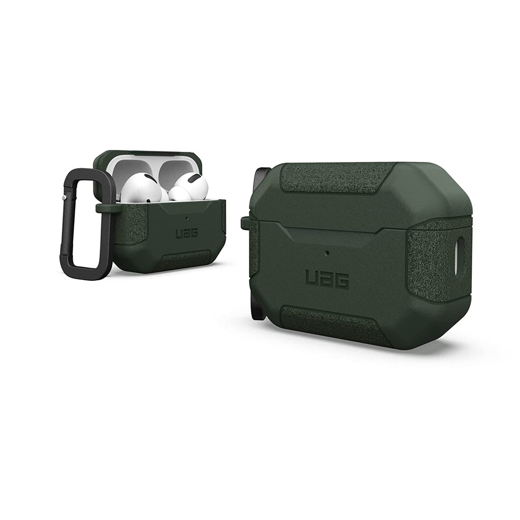 UAG AirPods Pro Case (2nd Generation 2022) Scout Black - Premium Rugged Hard Shell Full Protective Case Cover with Detachable Keychain Carabiner by URBAN ARMOR GEAR