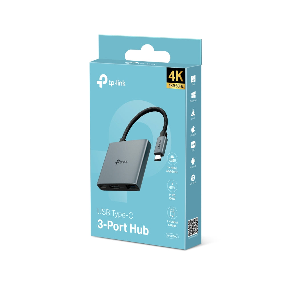 TP-Link UH3020C | 3 合 1 USB-C 多功能集線器 (4K@60Hz HDMI / 100W PD 快充 / USB 3.0 高速傳輸) - PhoneStore 豐達網上商店