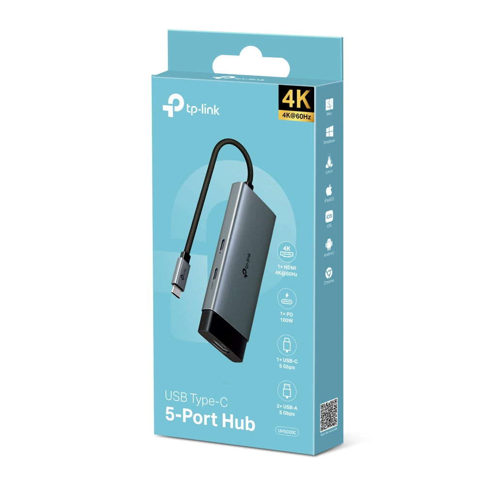 TP-Link UH5020C | 5 合 1 USB-C 多功能集線器 (4K@60Hz HDMI / 100W PD 快充 / 5Gbps 高速傳輸) - PhoneStore 豐達網上商店