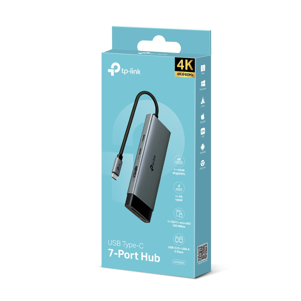 TP-Link UH7020C | 7 合 1 USB-C 多功能集線器 (4K@60Hz HDMI / 100W PD 快充 / SD&TF 雙卡高速讀取) - PhoneStore 豐達網上商店