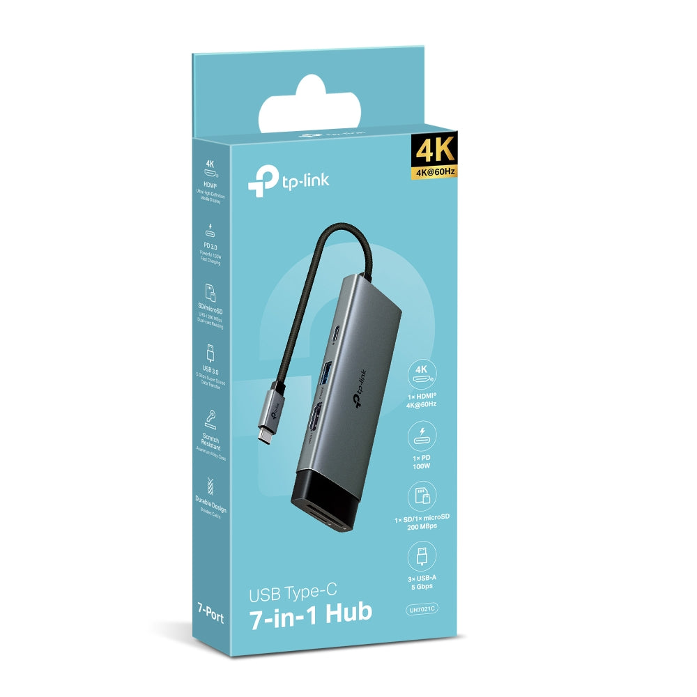 TP-Link UH7021C | 7 合 1 USB-C 多功能集線器 (4K@60Hz HDMI / 85W PD 實質輸出 / SD&TF 雙卡 200MB/s 高速讀取) - PhoneStore 豐達網上商店
