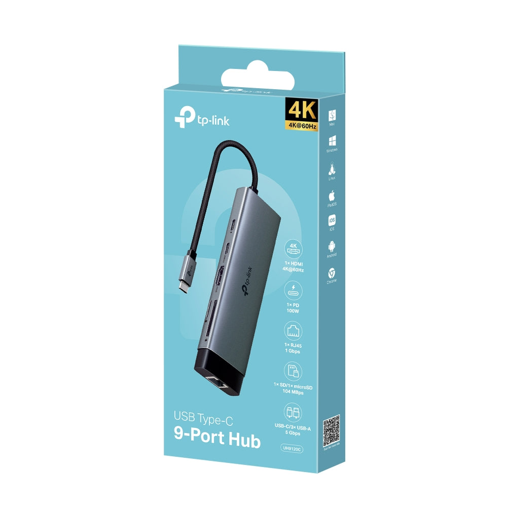 TP-Link UH9120C | 9 合 1 USB-C 多功能集線器 (4K@60Hz HDMI / 100W PD 快充 / 千兆網口 / SD&TF 雙卡讀取) - PhoneStore 豐達網上商店