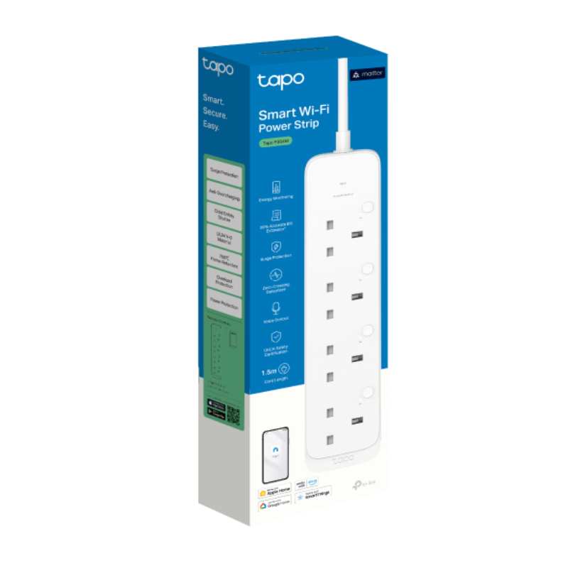 TP-Link Tapo P304M Matter 智慧 Wi-Fi 多功能排插 | 能量監控 + 防雷擊突波保護 - PhoneStore 豐達網上商店