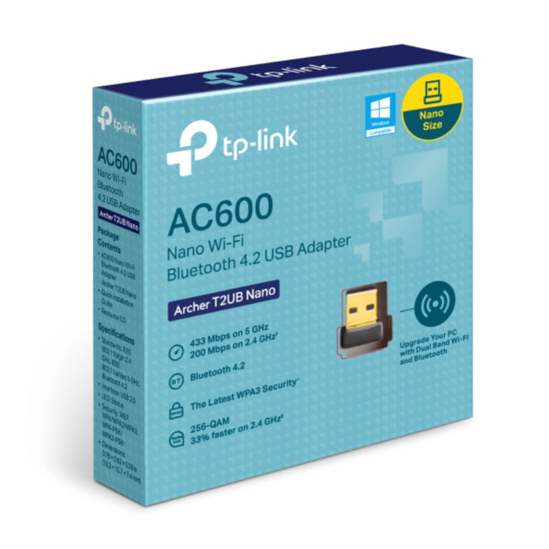 TP-Link Archer T2UB Nano AC600 Nano 雙頻 WiFi + 藍牙 4.2 USB 無線網卡 | 二合一迷你設計 - PhoneStore 豐達網上商店