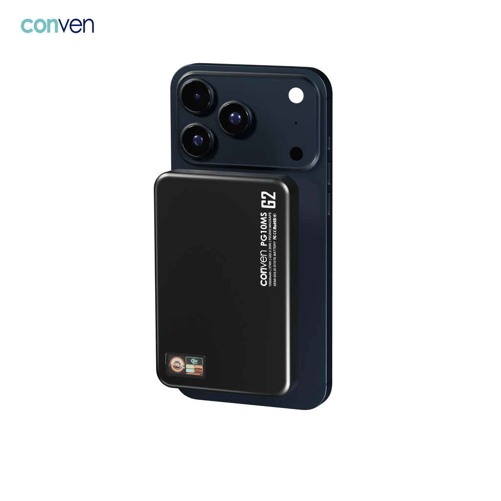 CONVEN PG10MS-G2 10000mAh 半固態電池 | 25W 無線 + 35W PD 極速行動電源 - PhoneStore 豐達網上商店