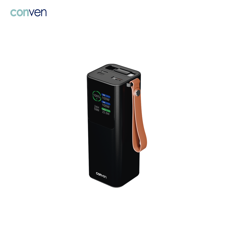 CONVEN PG20C 20000mAh 鋁合金行動電源 | 100W PD 筆電級快充 + 內建雙線設計 - PhoneStore 豐達網上商店