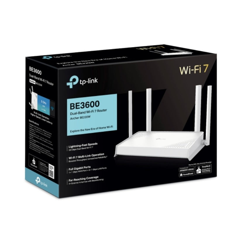 TP-Link Archer BE220W BE3600 雙頻 WiFi 7 路由器 | 全千兆端口 + EasyMesh 智慧漫遊 - PhoneStore 豐達網上商店